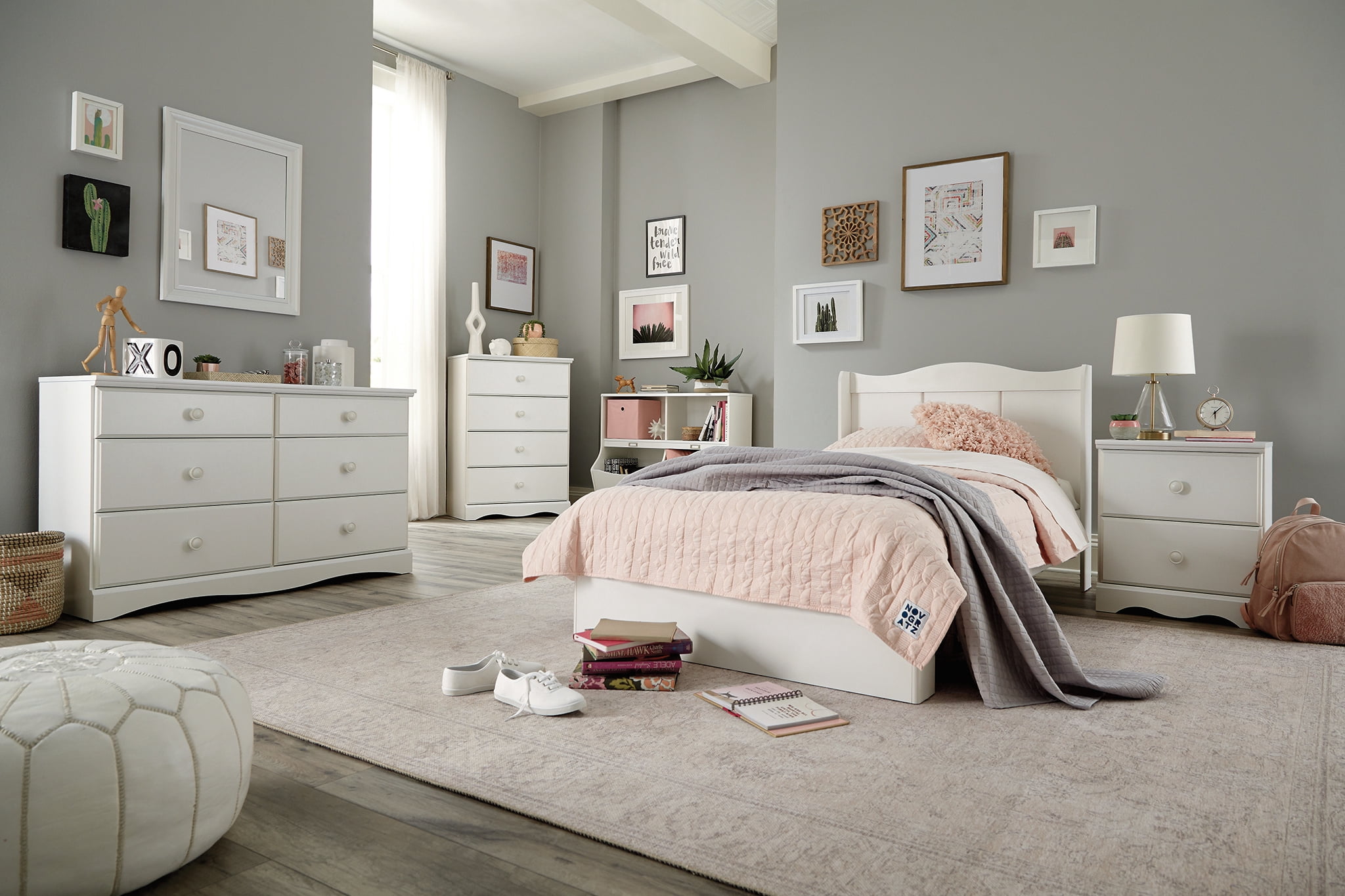 Mainstays Storybook Mates Bed, Soft White Finish