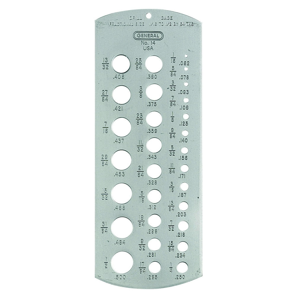 General Tools 14 Drill Gage, 1/16Inch to 1/2Inch