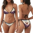thumbnail image 3 of Naloa Butterfly Over Lavender Print Women Halter Bikini Set ,Two Piece Triangle Swimsuit,Tie Bathing Suit,Sexy Triangle Two Piece Swimwear, 3 of 5
