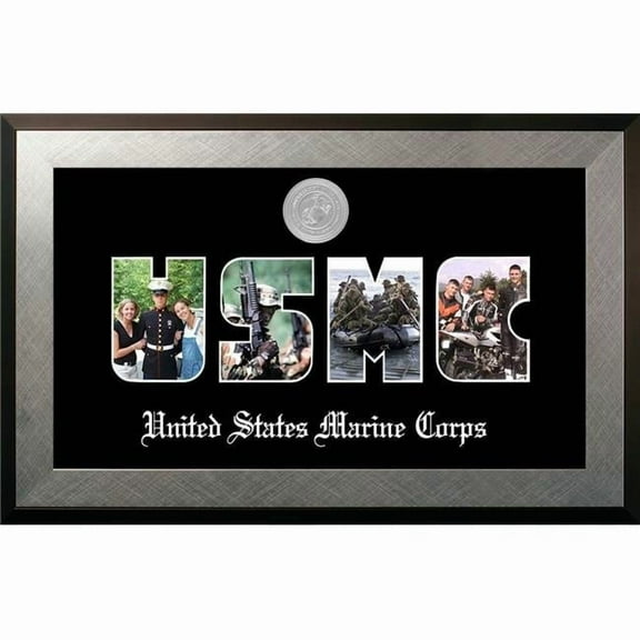 Campus Images MASSHO002S Patriot Frames Marine Collage Photo Honors Mahogany Frame with Silver Medallion