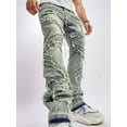 thumbnail image 4 of xiaxaixu Men's Ripped Distressed Destroyed Denim Pants Mid Waist Straight Fit Washed Denim Jeans, 4 of 8