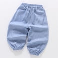 thumbnail image 3 of Boys Summer Lightweight Pants for Daily Casual Outdoor Wear - Loose Fit Joggers with Elastic Waist Breathable Long Trousers for 2-10 Years, 9-10 Years, Light Blue, 3 of 5