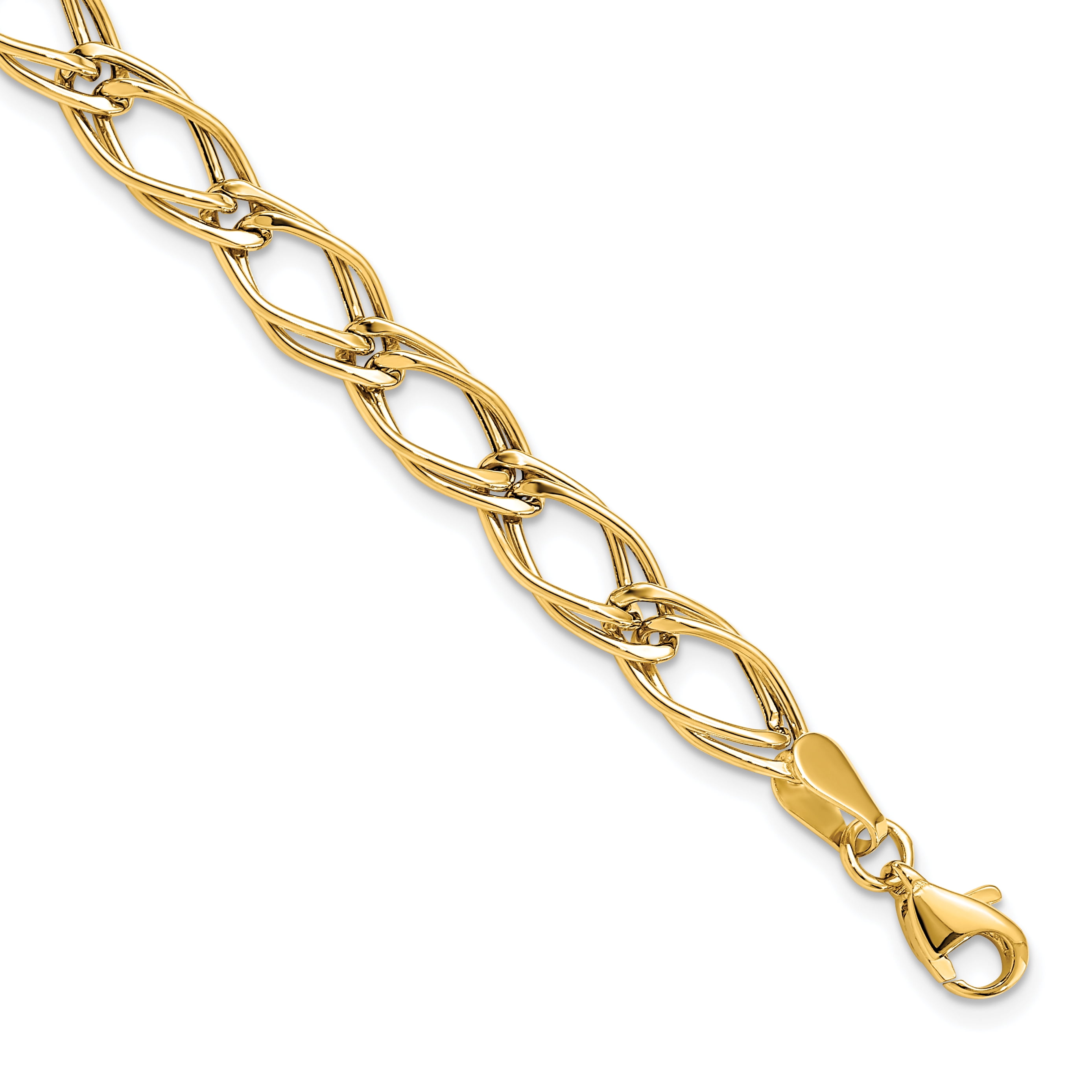 Heart Link Chain 18k Yellow Gold Filled Womens Bracelet Accessories 7 From  9,44 €