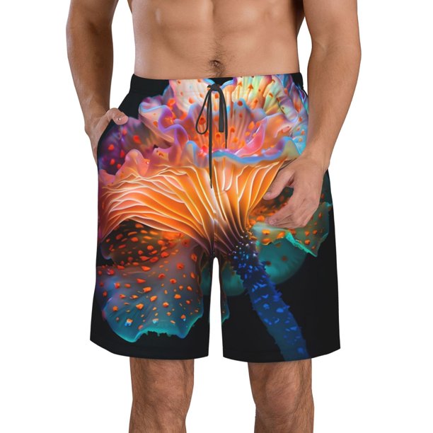 Fotbe Bioluminescent Underwater Flower Trajes de Baño Estampados para Hombre, Shorts de Verano de Secado Rápido, Ropa de Playa, Bañadores-Small