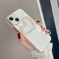 thumbnail image 4 of Compatible with iPhone 14 Plus Case for Women and Girls Bling Diamond Case Luxury Plating Glitter Sparkly Heart Crystal Rhinestone Pearl Case Fashion Slim Camera Protection Cover, 4 of 7