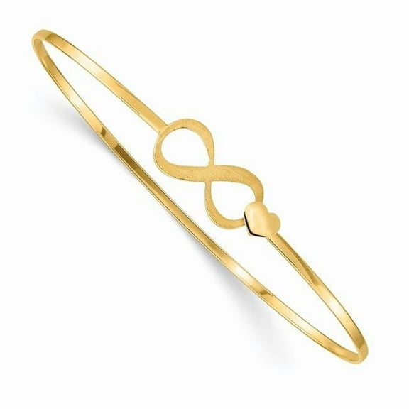 Primal Gold 14 Karat Yellow Gold Brushed and Polished Infinity Heart Slip On Bangle