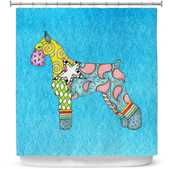 Shower Curtains 70" x 84" from DiaNoche Designs by Marley Ungaro - Giant Schnauzer Aqua