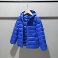 thumbnail image 2 of ASDFVBKG Kids Teens Winter Coat Puffer Jackets Boys Girls Long Sleeve Zip Up Hoodie Ultra Lightweight Down Coat Blue 13-14Y, 2 of 4