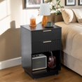 thumbnail image 2 of Tcbosik 15.7 Inch Night Stand, Small Side Table with Open Shelf and 2 Storage Drawers, End Table for Bedroom, Living Room, Easy Assembly, Black, 2 of 10