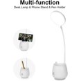 thumbnail image 5 of BR Lámpara de escritorio LED portátil con soporte para teléfono y portalápices, luz de lectura recargable por USB, control táctil, 3 modos de iluminación y brillo continuo, 5 of 5