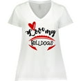 thumbnail image 3 of Inktastic Love My Bulldogs Football Women's Plus Size V-Neck T-Shirt, 3 of 5
