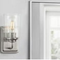 thumbnail image 4 of Hampton Bay Evangeline 4.5 in. 1-Light Brushed Nickel Indoor Wall Farmhouse Sconce with Clear Seeded Glass Shade, 4 of 7
