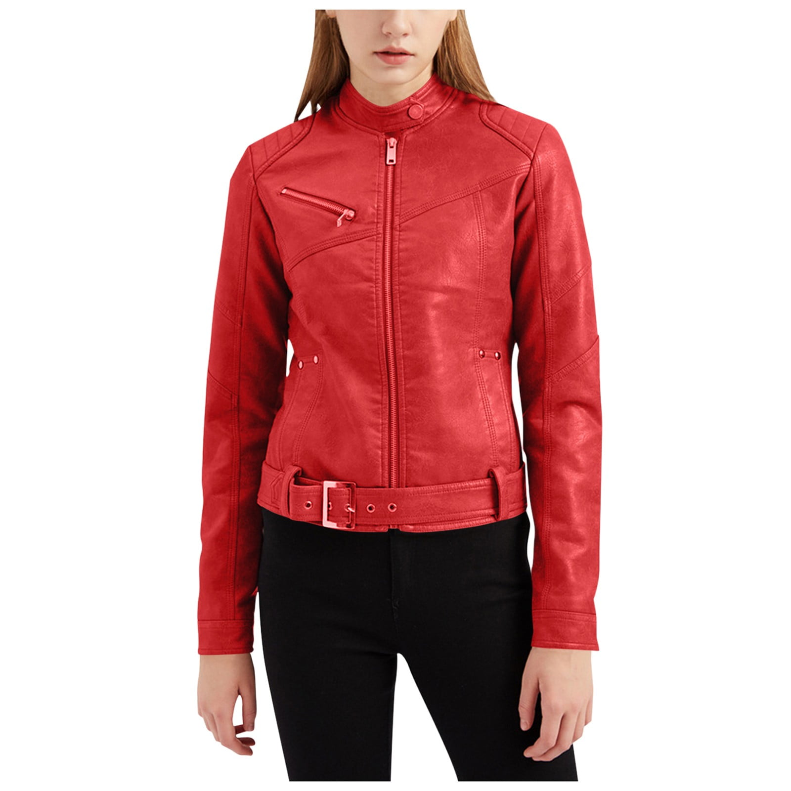 NXH Women's Denim Jacket Red Pocket Denim Jacket XXL