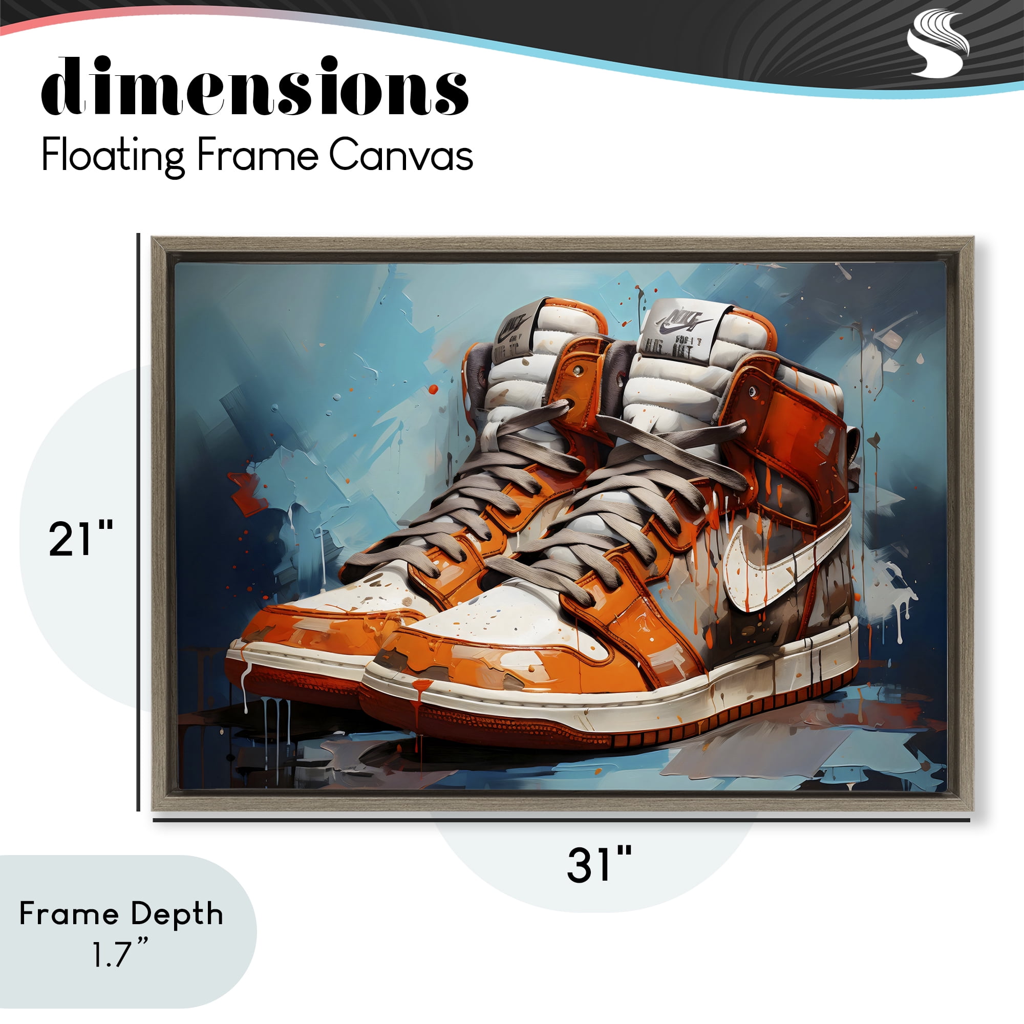 Stupell Industries Red & White Sneakers Splash Brown Framed Floater Canvas Wall Art, design by Creative Studio