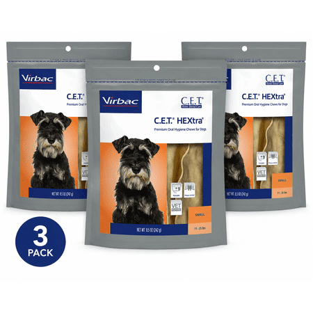 C.E.T. HEXtra Dental Chews for Small Dogs 11-25 lbs, (3 Pack)