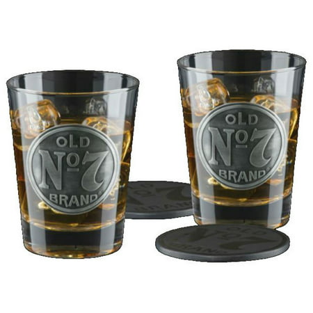Jack Daniels Old No. 7 Double Old Fashioned Glasses Set Whiskey Bar 12 oz.