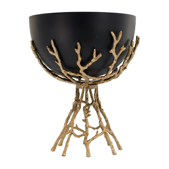 A&B Home  Black Aluminum Twig Bowl Gold Large