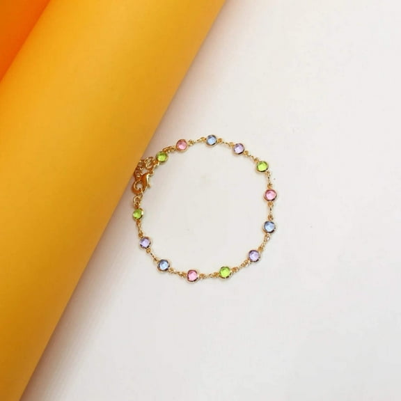 Light Round Multicolor CZ Stone Bracelet (I69)(E215)