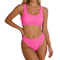 thumbnail image 1 of Rugged Ribbed Two Piece Bikini Set Featuring Wide Strap Top and Mid Waist Swimwear For All Seasons Beachwear, 1 of 5