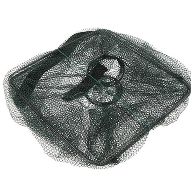 SDJMa 1PC Crab Trap Crawfish Lobster Shrimp Foldable Cast Net Fishing Nets  with Floating Ring Black Portable Folded Fishing  Accessories,7.87×7.87×18.90inch 