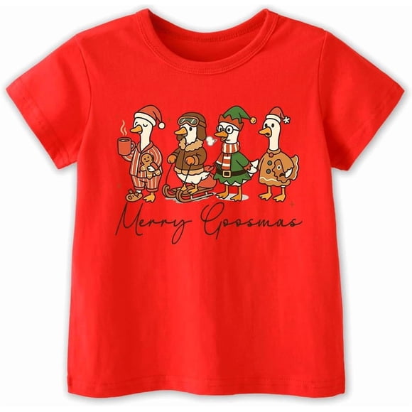 Kids Christmas Shirt – Toddler Boys Girls Holiday T-Shirt Santa Tree Snowman Gingerbread Gift Outfit 2T-8T