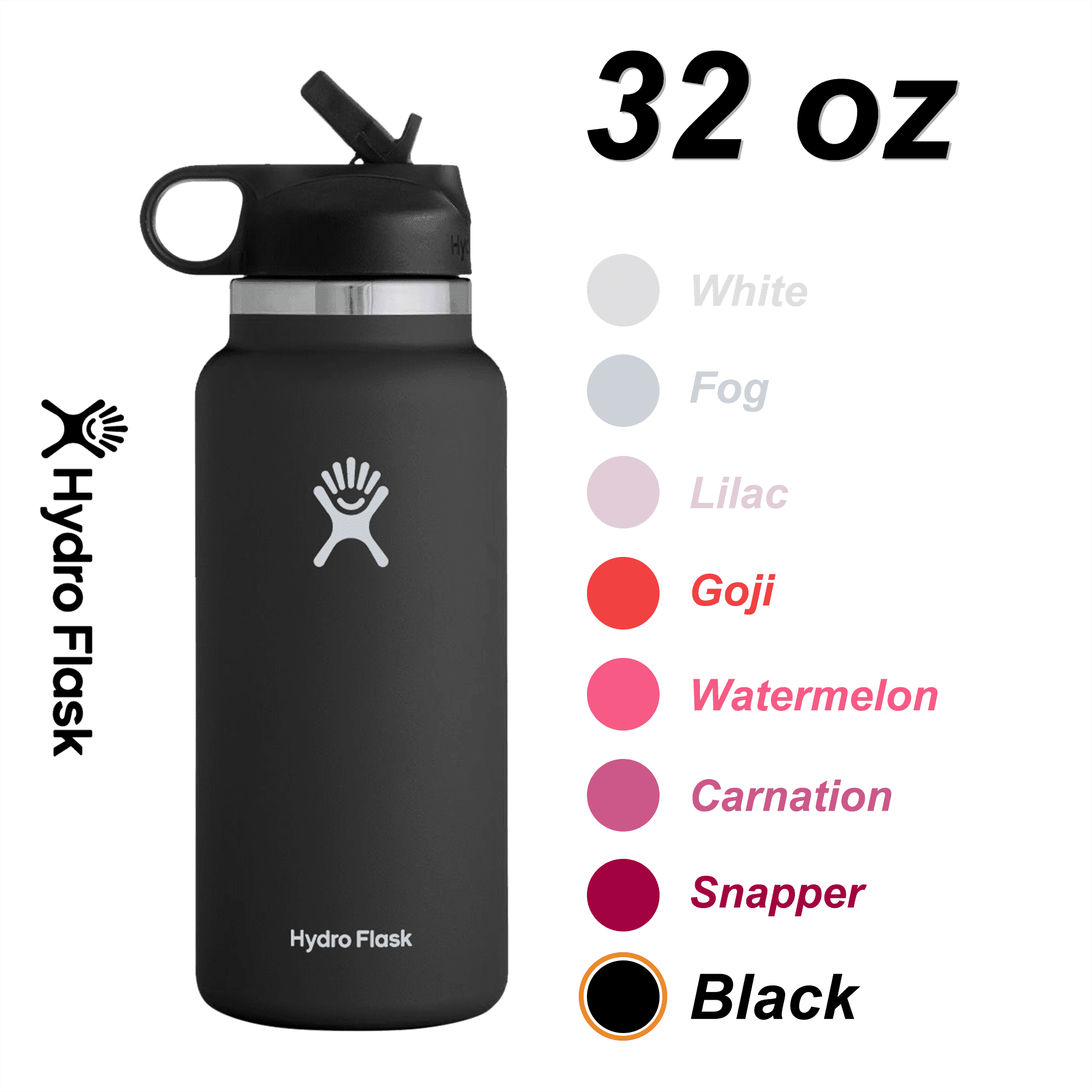 Hydro Flask 32OZ Wide Mouth 2.0 Water Bottle, Straw Lid, Multiple Colors -  Watermelon, New Design 