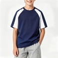 thumbnail image 2 of GreatBaby T-Shirt Raglan pour Garçons à Blocs de Couleur, Manches Courtes, Col Ras du Cou, Coton, T-Shirt Décontracté, Respirant, Confortable, Haut pour Enfants, École et Usage Quotidien, 2 of 6