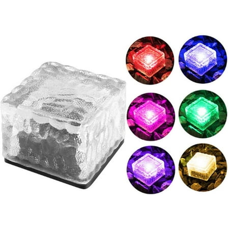 

Solar Glass Brick Lights LED Square Solar Ice Floor Tile Buried Lightwaterproof Ice Cube Rocks Garden Light for Outdoor Road Yard Colorful