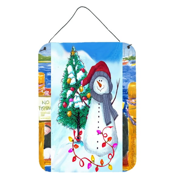 Carolines Treasures PJC1024DS1216 Trimming the Tree Snowman Wall or Door Hanging Prints 12x16 multicolor