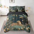 thumbnail image 2 of Feelyou Jungle Leopard Animal Bedding Comforter Set 7 Pieces, Wildlife Cheetah Lover Full Bedding Set, Rustic Leaf Flower Reversible Fitted Sheet Flat Sheet, Super Cozy Room Decor, 2 of 8