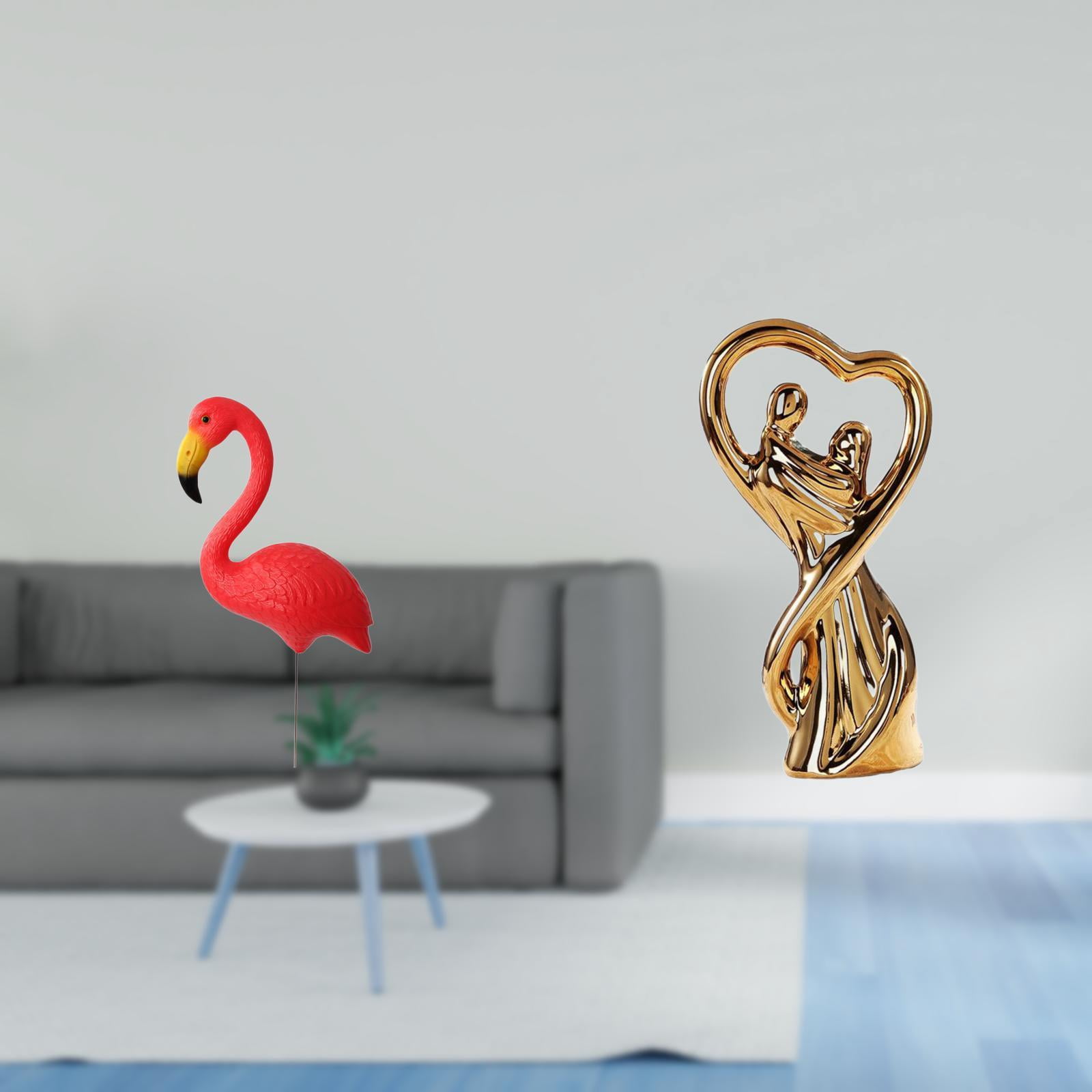 Miulika Flamingo Fairy Garden Sculpture Ornament for Spring Holiday Yard Art with Couple Statue Figurine Lovers Gift for Anniversary Family