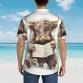 thumbnail image 4 of Honeii Relaxed Cute Cow Reading Print Men’s Hawaiian Shirt,Classic Button-Down Short Sleeve Shirt, for Beach, Vacation, and Outdoor Activities,Medium, 4 of 7