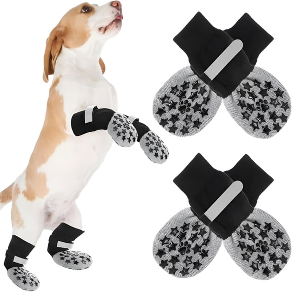 GASTROPOD Dog Socks Anti Slip, Non-Slip Dog Socks to Prevent Licking Paws with Elastic Straps for Hot/Cold Pavement, Boots & Paws Protectors for Small Medium Large Senior (4 Pcs, S)