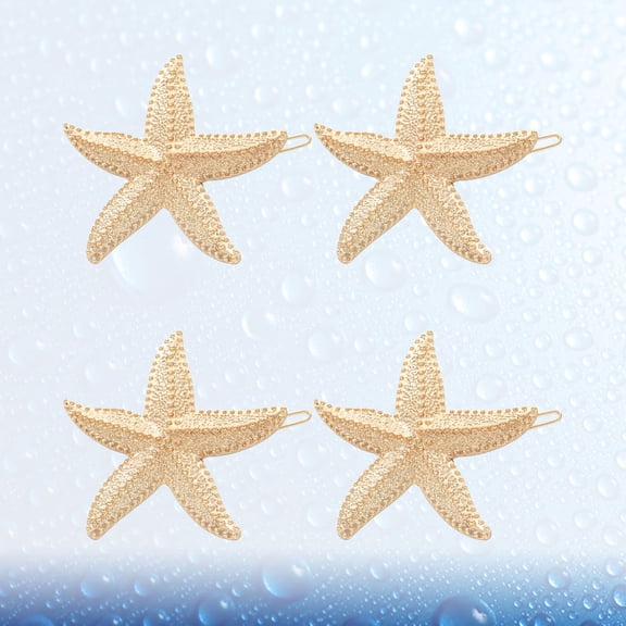 OULII 4Pcs Vintage Five Pointed Star Hair Clips Golden Color Bobby Pins for Ceremonies and Daily Use