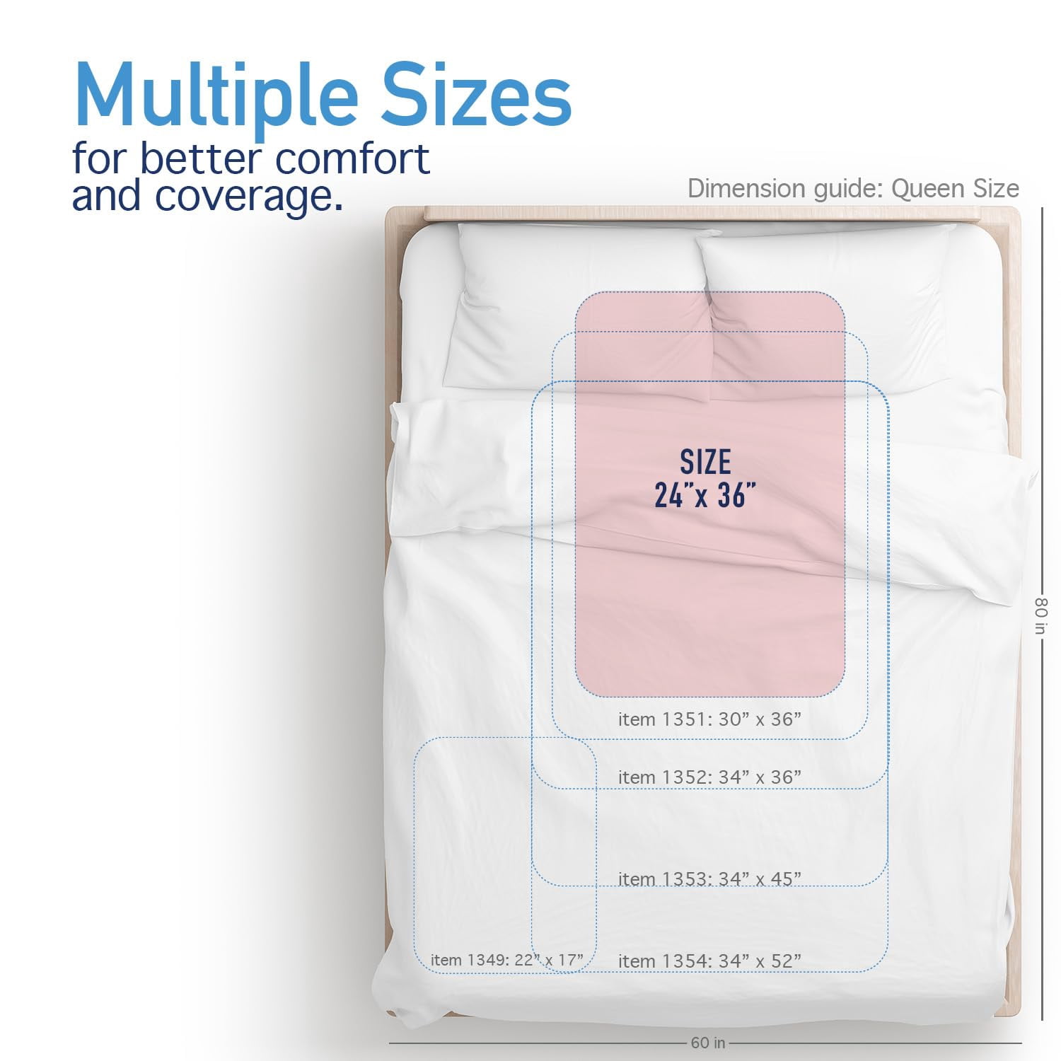 Dynarex DynaCare Incontinence Bed Pads, Reusable Washable Underpads, 24" x 36", Pink, 3 Count