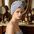 thumbnail image 1 of MTBLYS Gorro secador de pelo de felpa Cloud Velvet | Suave, súper absorbente y de secado rápido | Toalla de secado rápido para el cabello para mujeres | Ligero y transpirable con ajuste elástico, 1 of 6
