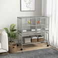 thumbnail image 2 of PawHut Cage à Oiseaux d'Élevage Divisée avec Support Roulant Plateau Amovible Gris 40"H, 2 of 10