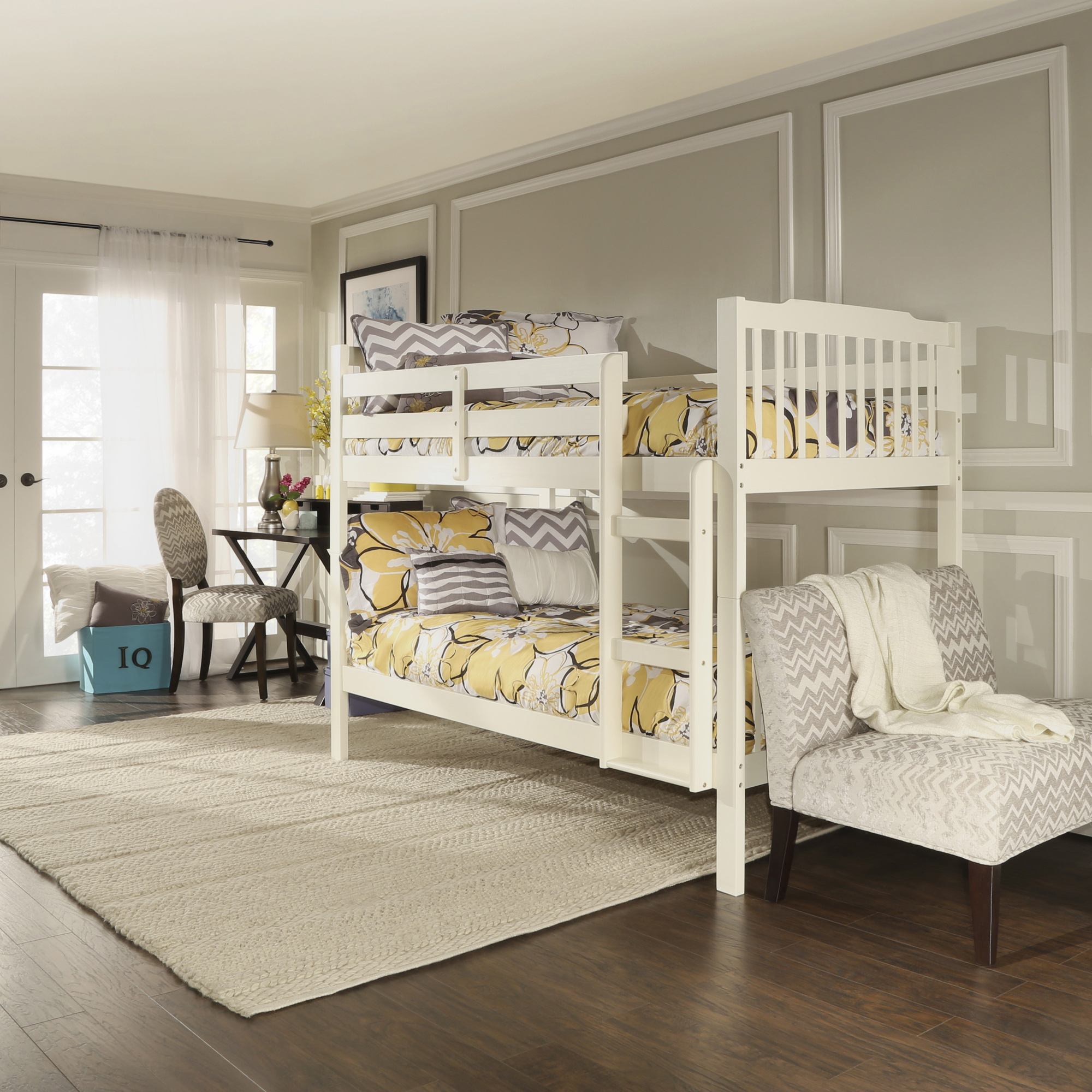 Chelsea Lane Elise Convertible Twin Over Twin Wood Bunk Bed, White - image 4 of 5