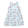 thumbnail image 4 of Girls Dress Cherry Snowflake Stripe Sleeveless Dress for Girls Hem A-Line Casual Sundress, 4 of 7
