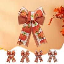 Large Fall Pumpkin Bow Wreath 11.81×7.09 inch Orange Bows,Maple Leaves Bows for Front Door,Fall Thanksgiving Decor,Burlap Bows for Wreath Indoor Outdoor Decorations