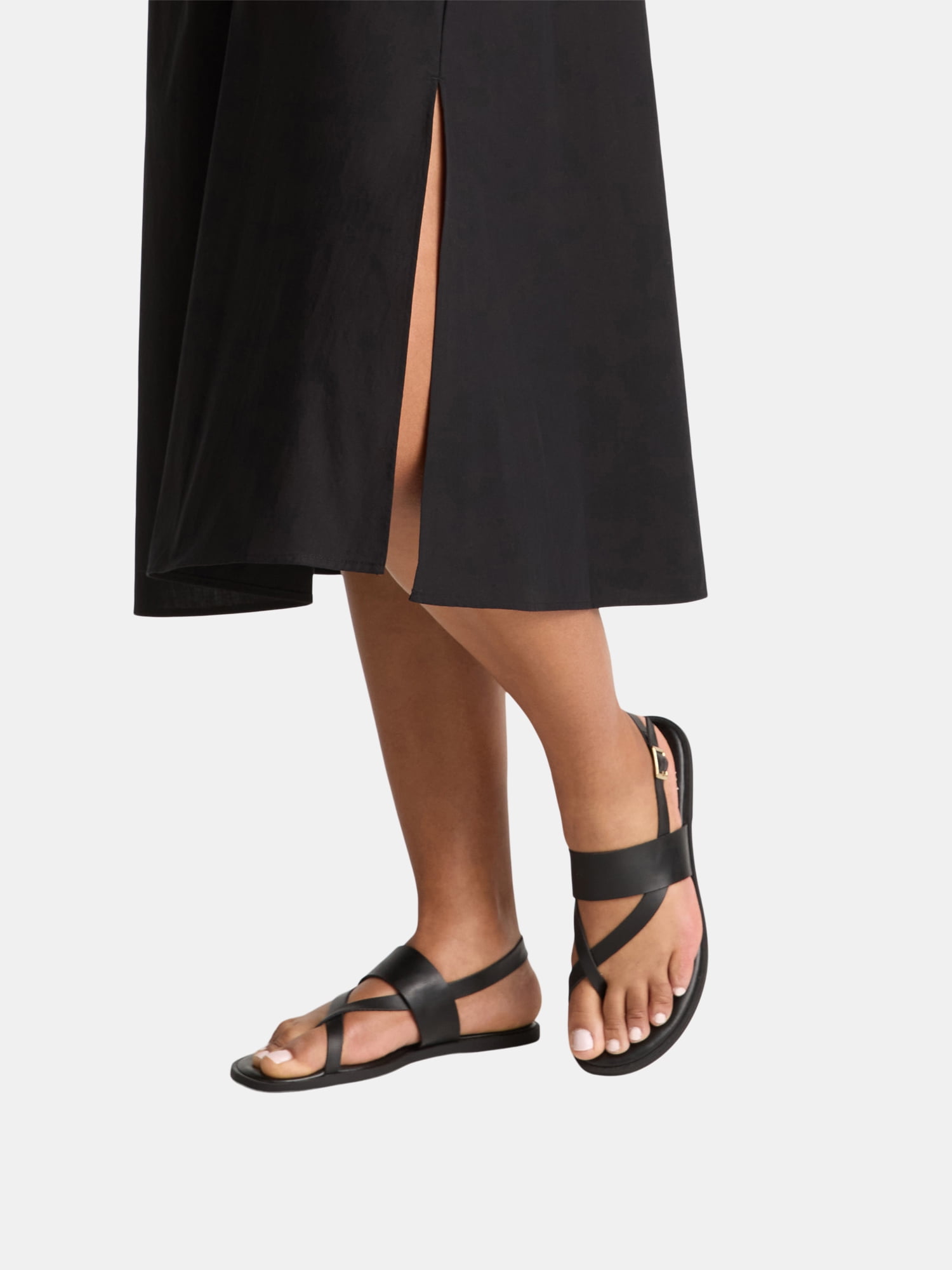 Time and Tru Women's One Shoulder Cotton Midi Dress, Sizes XS-XXXL