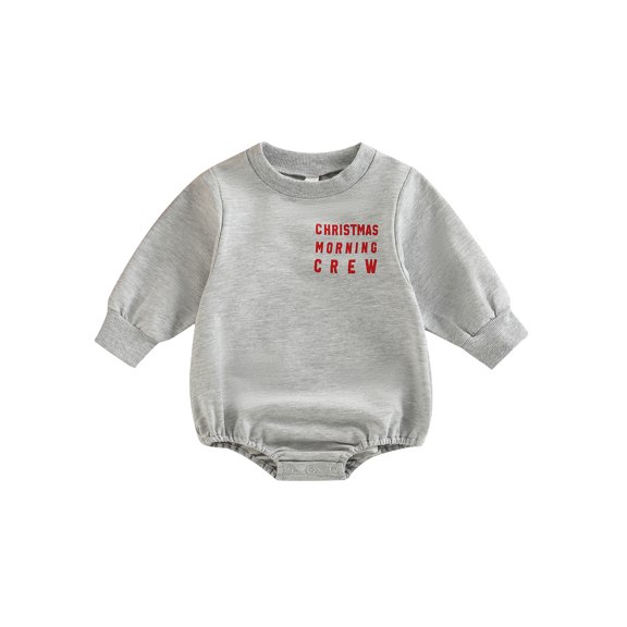 Douhoow Baby Girls Boys Christmas Jumpsuit Letter Printed Long Sleeve Sweatshirt Romper