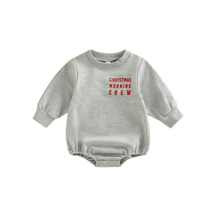 

KelaJuan Baby Girls Boys Christmas Autumn Romper Letter Print Round Neck Long Sleeve Jumpsuits