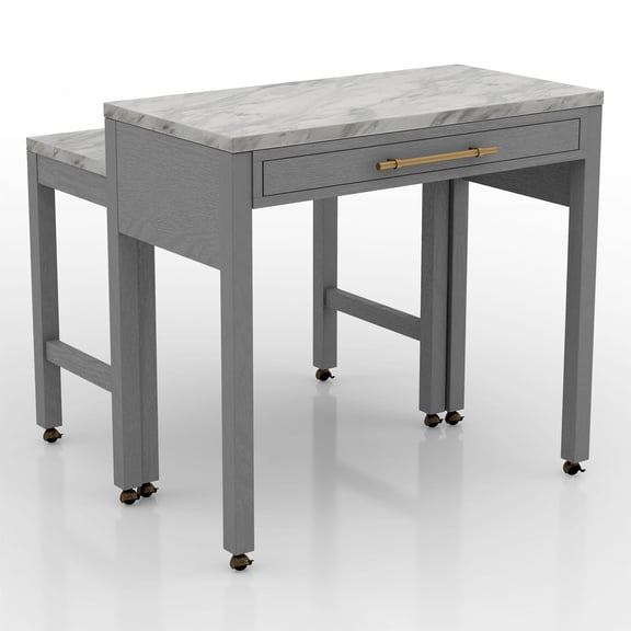 Furniture of America Ficus Rustic Wood Nested Counter Dining Table in Gray
