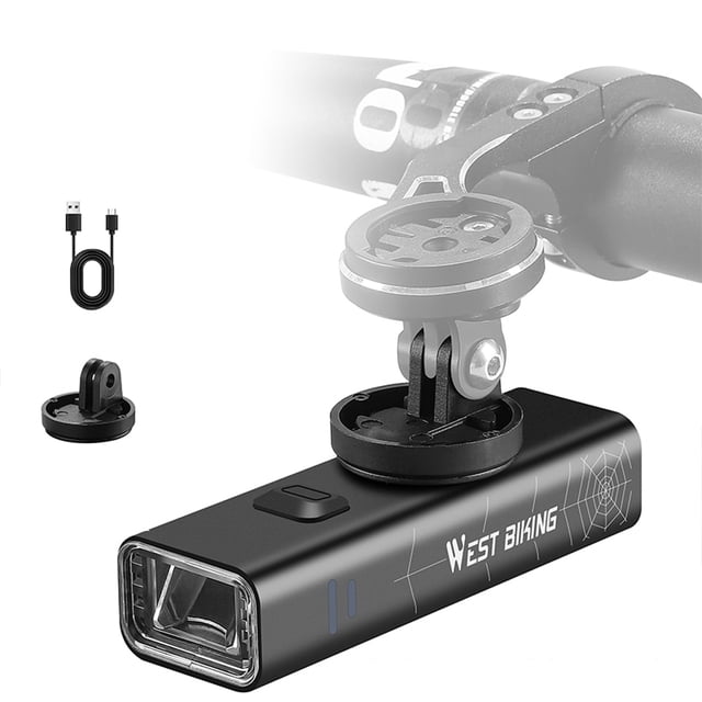 WEST BIKING High-Intensity 400LM Bike Front Light with Spider Web Design, Compact & Waterproof for Night Cycling, Aluminum Alloy, Type B Mount, IPX4 Rated