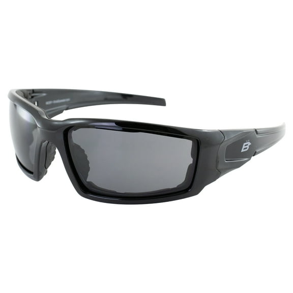Birdz Eyewear Osprey Foam Padded Motorcycle Safety Sunglasses Black Frame with Smoke Lenses