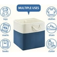 thumbnail image 3 of 13x13x13 Storage Cube Bins,Set of 4, Large Foldable Fabric Storage Cubes with Handles for Organizing Home, Closet, Clothes, Toy, Book, Office(White&Blue), 3 of 14
