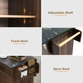 thumbnail image 2 of Rolling Kitchen Island with Trash Can Storage Cabinet,Mobile Kitchen Cart with Drop Leaf, Adjustable Spice Rack, Towel Rack and Drawer, Walnut Brown, 2 of 9
