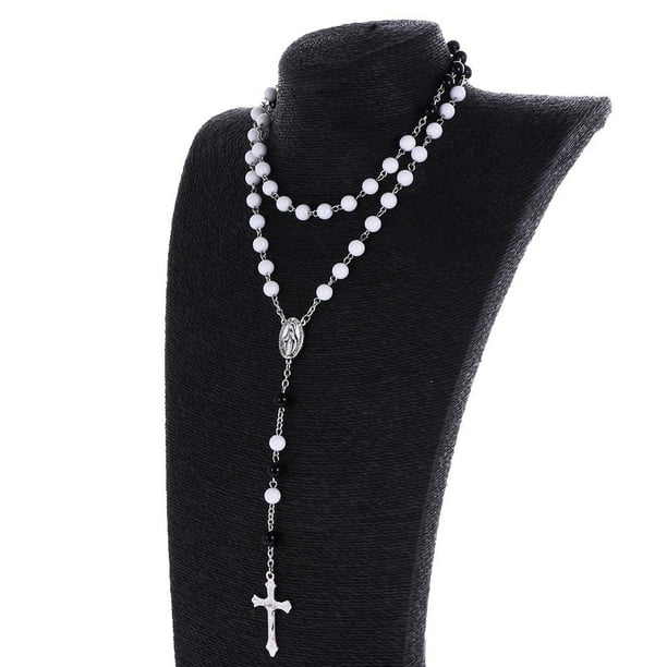 Collar 8 mm con colgante de cruz Blanco negro Hugo Collar pendiente