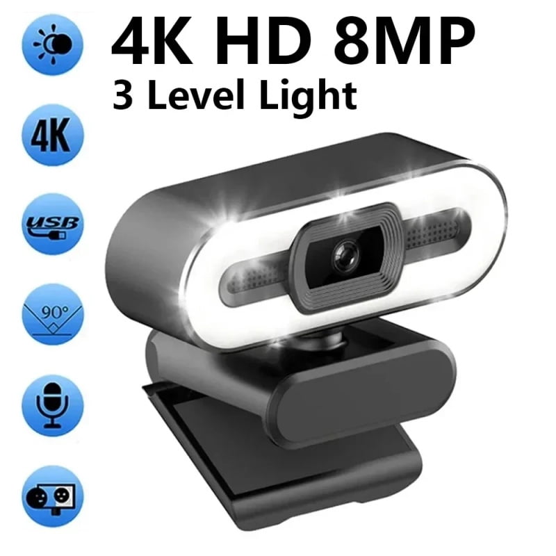 Full HD 4K 2K 1080P PC Laptop for Computer PC Web Camwith Microphone with Light Webcam Auto  Live Streaming Flexible Webcam